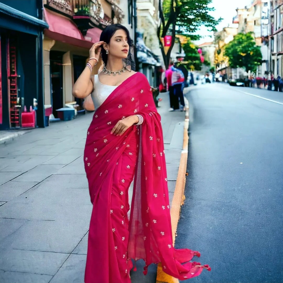 MOHINI – RUBY PINK HANDLOOM COTTON SAREE